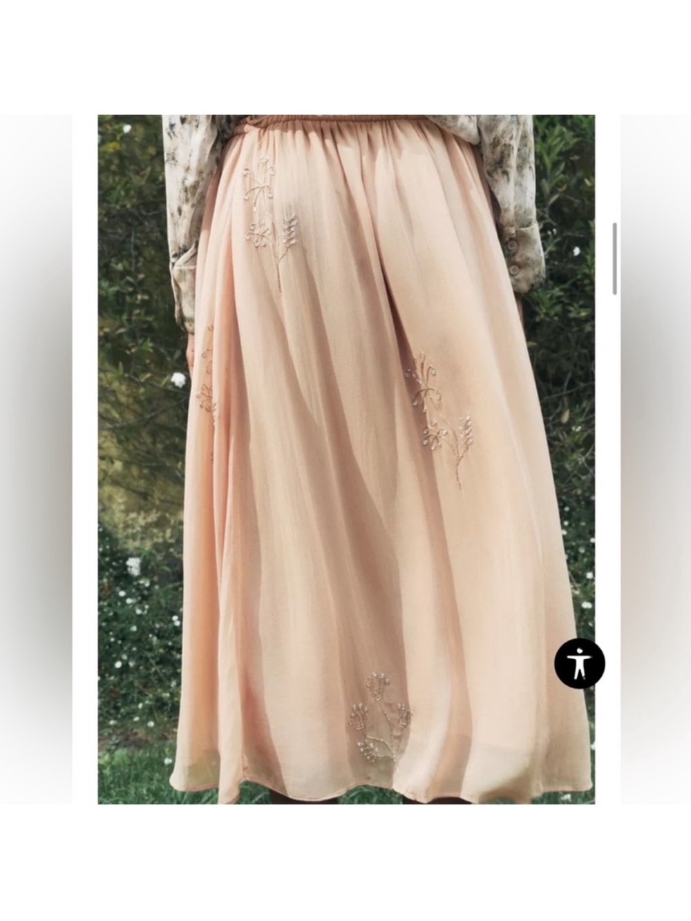 ZARA BEADS FLORAL MIDI SKIRT